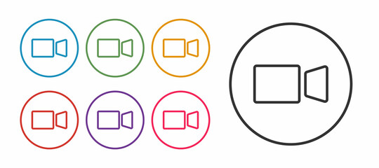 Set line Video chat conference icon isolated on white background. Online meeting work form home. Remote project management. Set icons colorful. Vector