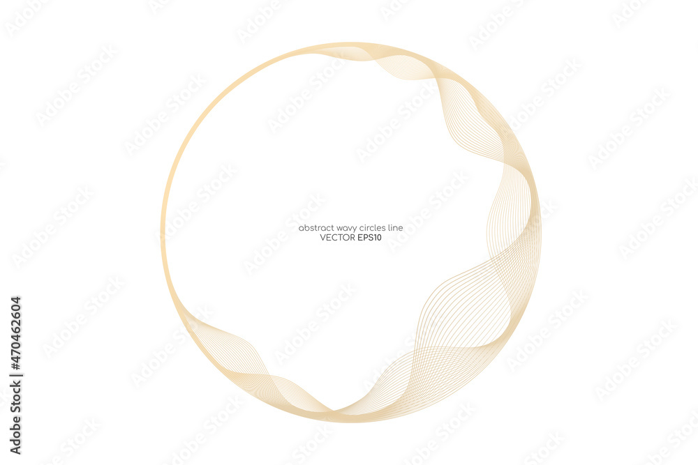 Aufkleber Vector abstract gold circles lines wavy in round frame isolated on white background with empty space for text luxury style.