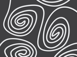 Abstract black and white background with wavy and curly pattern