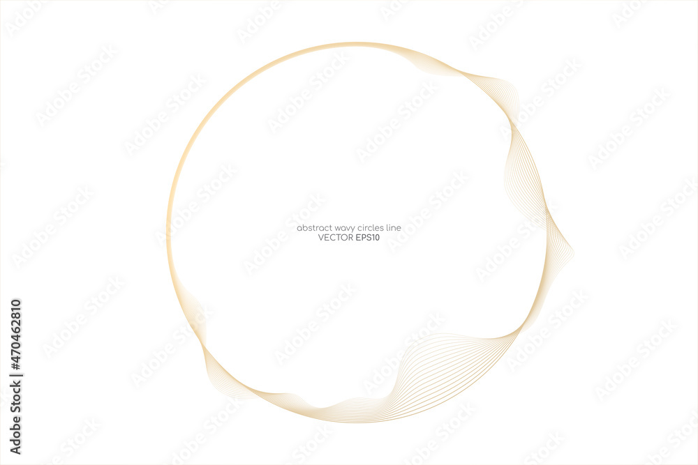 Aufkleber Vector abstract gold circles lines wavy in round frame isolated on white background with empty space for text luxury style.
