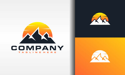 mountain sun sunset logo