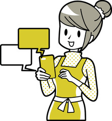 スマートフォンを使う若い女性イラスト