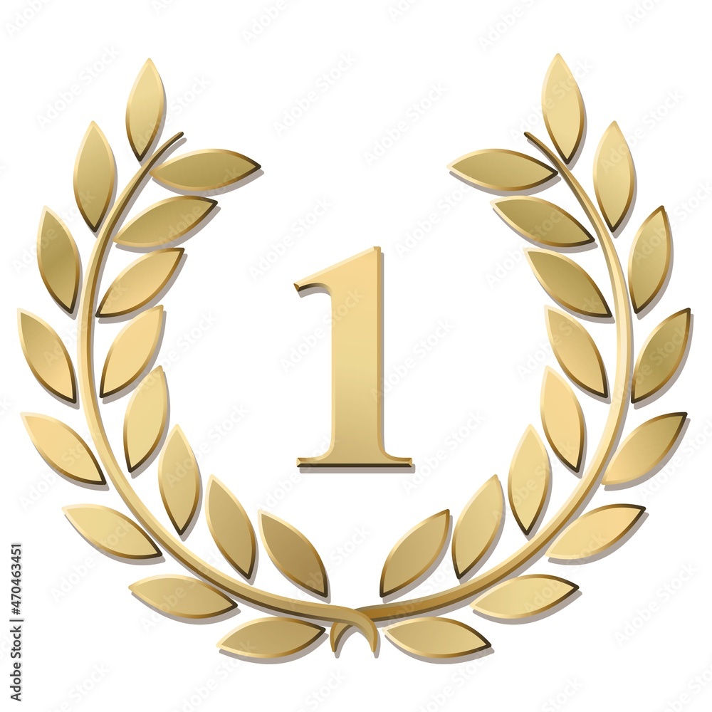 Canvas Prints 3d gold laurel wreath 1 vector isolated on a white background