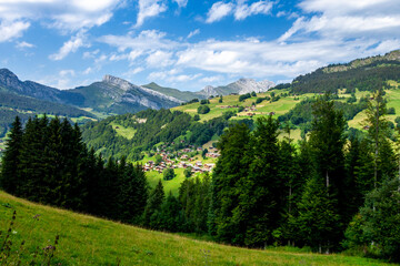 Naklejka premium Mountain landscape in The Grand-Bornand, France