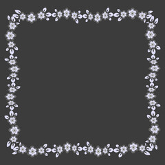 Frame of flowers on a square background stylized flowers and leaves - graphics. Scarf, tile, square