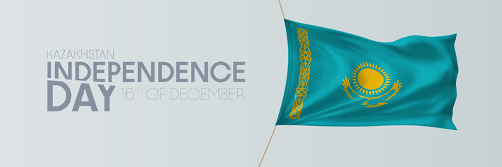 Kazakhstan independence day vector banner, greeting card