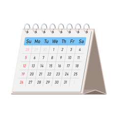 Desktop abstract calendar. Simple calendar angled for one month. Vector illustration.