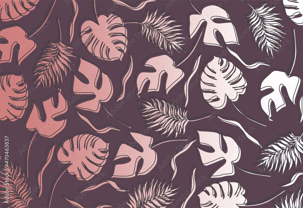 Poster minimalist background with simple gradient leaves pattern