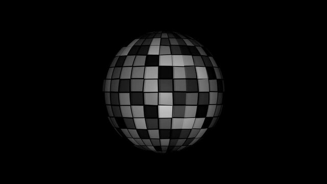 mirror disco ball on a black background, place for your text, 3d rendering