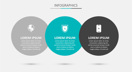 Fototapeta premium Set Lightning and shield, Global planet with thunderbolt and Mobile phone. Business infographic template. Vector