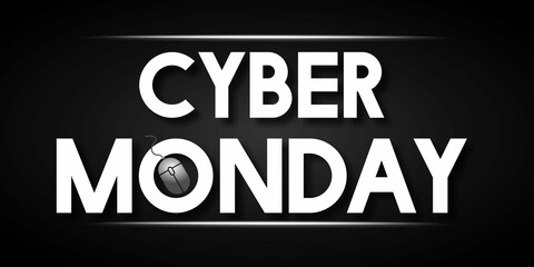 Fototapeta na wymiar Cyber Monday sale vector illustration. Cyber Monday advertising with mouse.