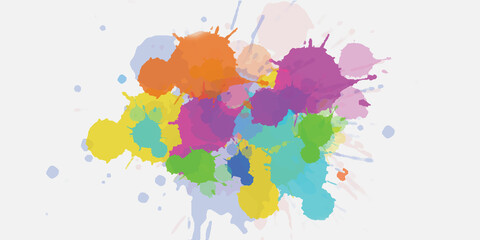 art brush splashing blot colorful watercolor creative illustration image. Water color Background vector.