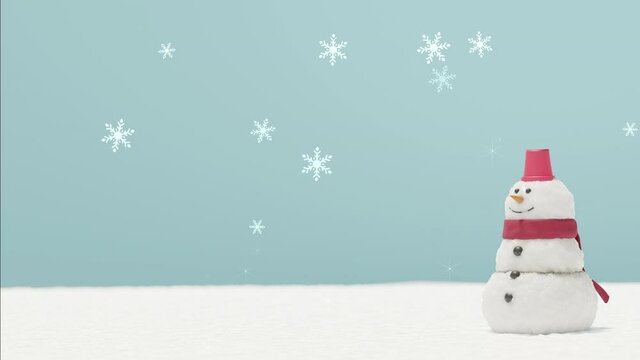 Winter Background Material: Snowfield and Snowman 