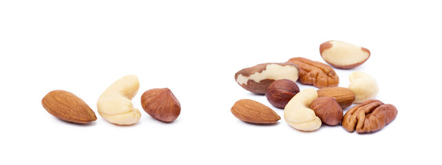 Mixed nuts isolated on white background