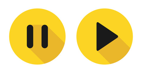 Set of Stop, pause and play icon, interface media button, internet player video symbol, web film audio vector illustration