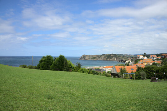 Green area in park where locals and tourists enjoy the sea breeze relaxing near the seaside. Concept travel landmark sight