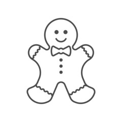 Holiday gingerbread man cookie icon. Happy new year decoration. Merry christmas holiday. Holiday cookie in shape of man. Vector illustration.