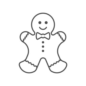 Holiday gingerbread man cookie icon. Happy new year decoration. Merry christmas holiday. Holiday cookie in shape of man. Vector illustration.