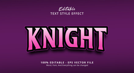 Editable text effect, Knight text on Purple gaming style effect