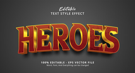 Naklejka na ściany i meble Editable text effect, Heroes text on grey background style effect