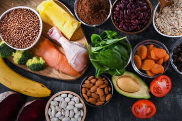 Composition with food products rich in potassium