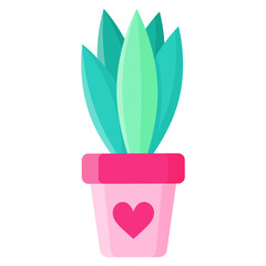 Pink flower pot with cactus or succulent or aloe without thorns