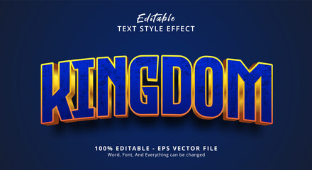 Editable text effect, Kingdom text on dark blue style effect