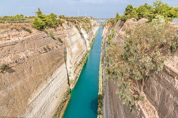The narrow shores of the Corinth Canal