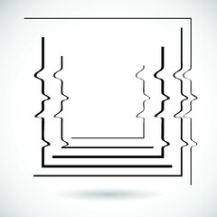 Glitch distorted geometric shape . Minimal art design . Noise destroyed square logo . Trendy defect error shapes . Glitched frame .Broken effect .vector 