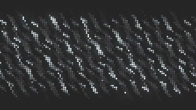 Abstract black and white tv noise or glitch effect, seamless loop. Motion. Monochrome pixelated pattern with waving particles.
