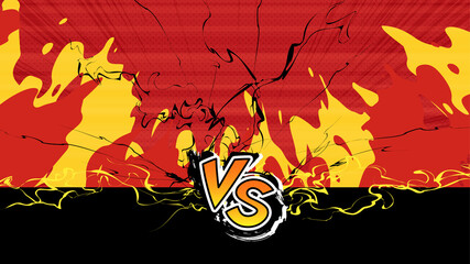 VS_バトルの背景イラスト_対決_赤と黄色_16:9