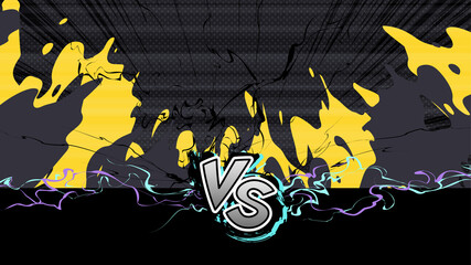 VS_バトルの背景イラスト_対決_黒と黄色_16:9