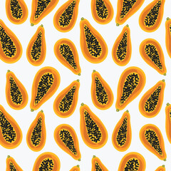 Abstract papayas summer vibes vector seamless pattern