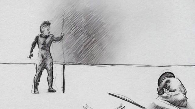 Hector and Achilles Cartoon Sketch Style