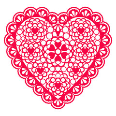 Floral ornament Boho style heart. Vector flat isolated illustration.