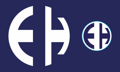 Blue color EH Letter logo icon design template elements