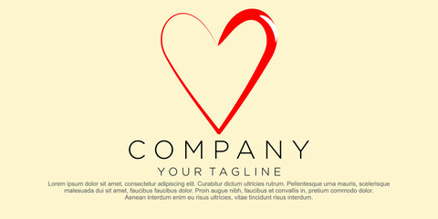 Logo Heart shape vector. Love illustration. Hand drawn design for Valentine's day card background. Web icon, symbol, sign. Romantic wedding invitation