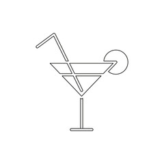 Martini glass line icon. Cocktail drink with lemon outline symbol. Vector isolated on white