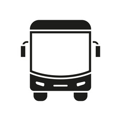 Bus icon. Public transport symbol. Automobile silhouette in black color design. Vector illustration isolated on white. 