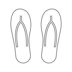 Slippers line icon. Summer outline shoes. Beach slipper sign. Vector isolated on white.