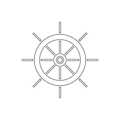 Obraz premium Helm outline icon. Navigation sea ocean symbol. Ship steering wheel. Boat rudder pictogram. Nautical maritime sign. Vector illustration isolated on white
