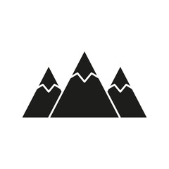 Mountains black icon. Travel advantage silhouette concept. Vector isolated on white