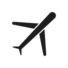 Airplane black icon. Plane silhouette symbol. Vector illustration isolated on white.