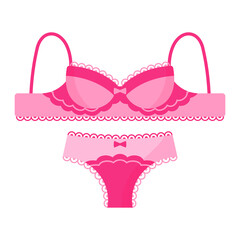 Women pink elegant retro lingerie pantie and bra. Fashion concept.