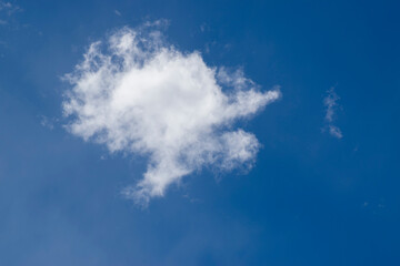 Fototapeta na wymiar Blue sky with white cloud close up, stock image, Kolkata, Calcutta, West Bengal, India