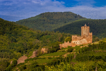 Fototapeta na wymiar Le château de Kaysersberg Schlossberg Alsace-Haut.Rhin 68 France