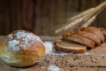 Rye sliced bread on the table