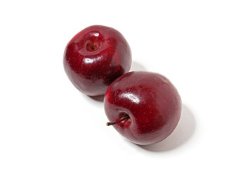Two red apples isolated on white. Fresh apples.