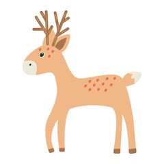 Hand drawn Christmas deer. Seasonal design element