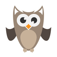 friendly colorful comic owl isolated on white background, vector illustration
